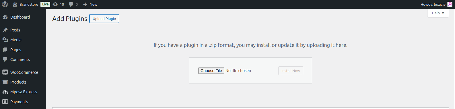Upload Plugin Screenshot